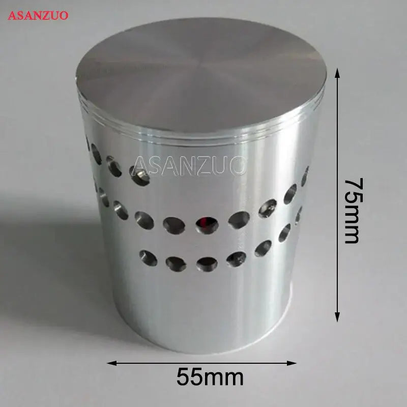 Silver cylindrical metal trash can with circular perforations alongside decorbites aluminum spiral led wall lamp