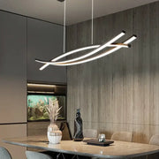 Modern minimalist decorbites aluminum suspension led chandelier with sleek curved led strips and matte black accents for kitchen use