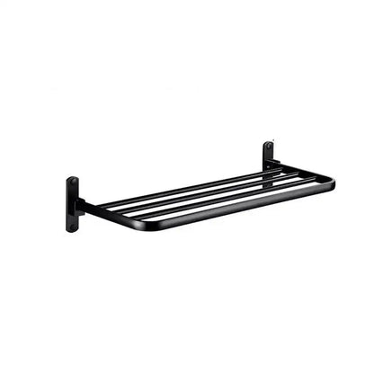 Black metal towel rack with sleek modern design and horizontal bars from decorbites aluminum towel rack collection