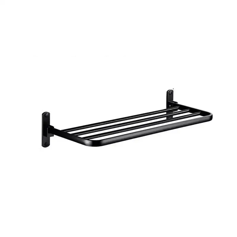 Black metal towel rack with sleek modern design and horizontal bars from decorbites aluminum towel rack collection