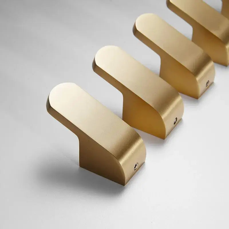 Decorbites aluminum towel hook set in brushed gold metal with sleek minimalist design for kitchen and bathroom use