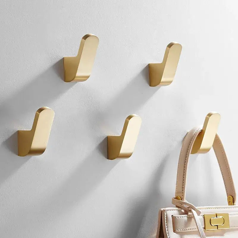 Decorbites aluminum towel and robe hook set in brushed gold with a sleek metallic finish for kitchen and bathroom use