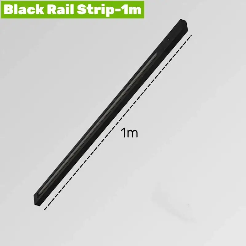 DecorBites™ black aluminum track rail 1 meter long for track lighting in linear LED ceiling spotlight system