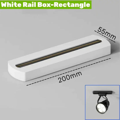 White rectangular aluminum track rail with sleek modern design and smooth surface for decorbites track lighting system