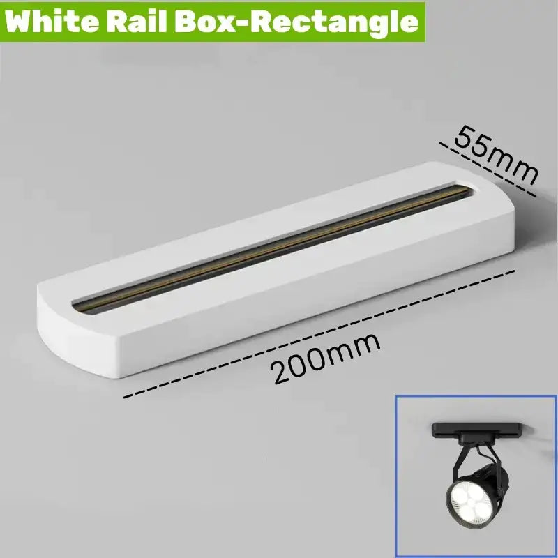 White rectangular aluminum track rail with sleek modern design and smooth surface for decorbites track lighting system