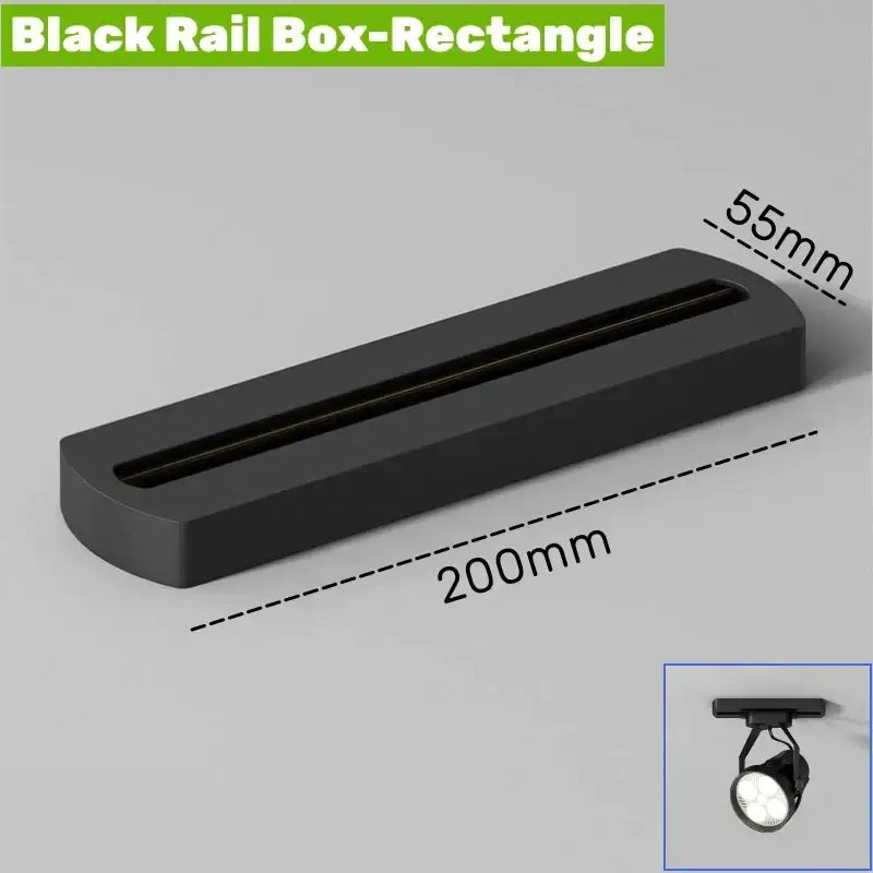 Decorbites™ aluminum track rail LED ceiling spotlight in black matte finish with two parallel grooves for track lighting