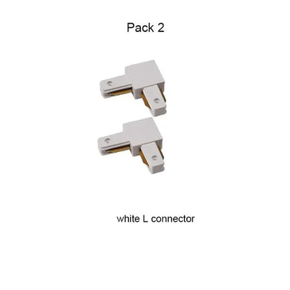 White l-shaped light track connectors with metallic contacts for decorbites aluminum track aluminum track rails