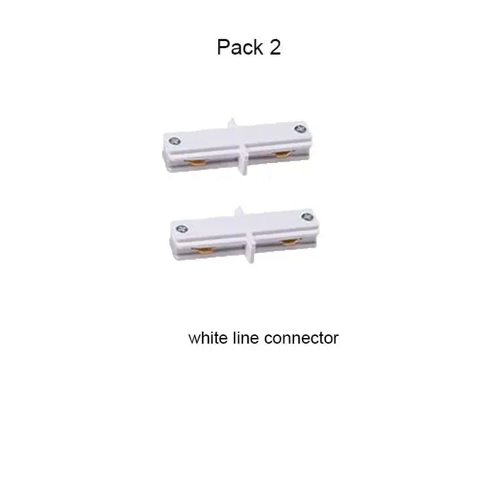 White line connector featuring sleek plastic design with metallic screws and gold contacts for DecorBites aluminum track rails
