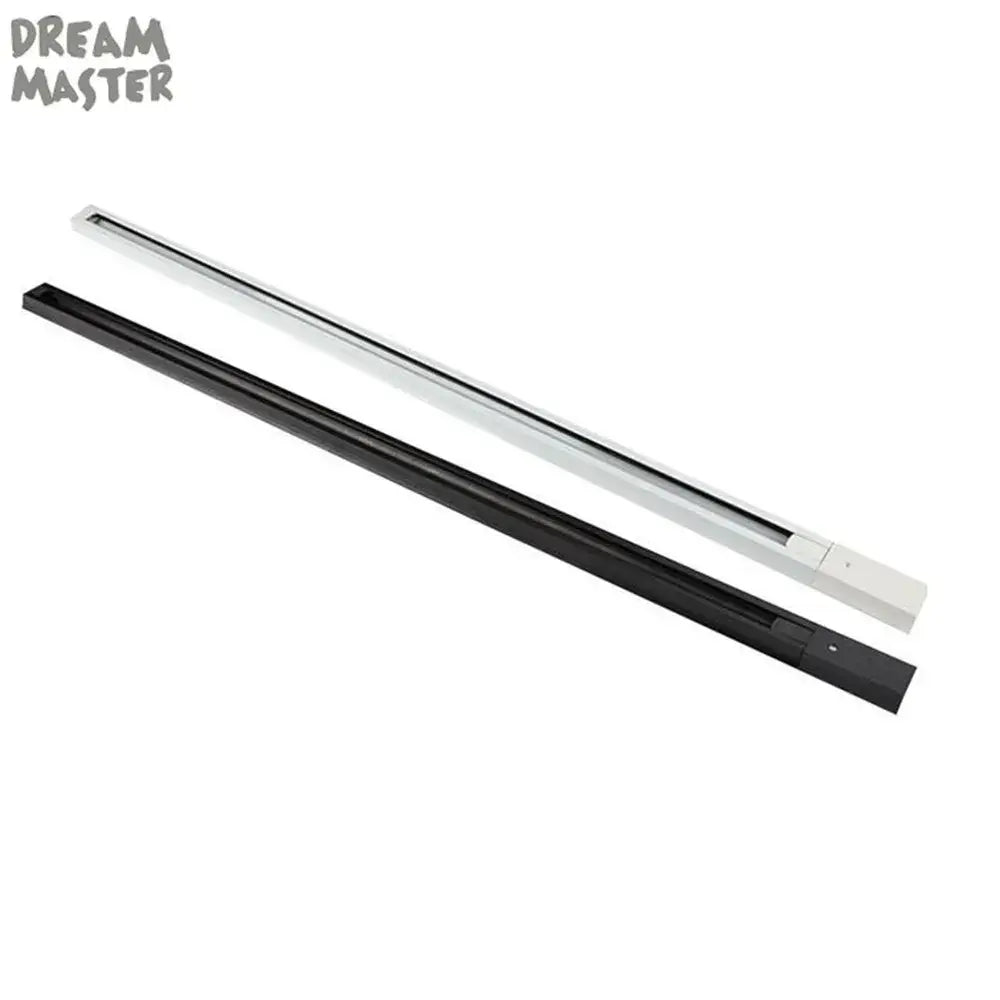 Two sleek decorbites aluminum track rails in glossy black and polished white featuring slim profile led strip lighting