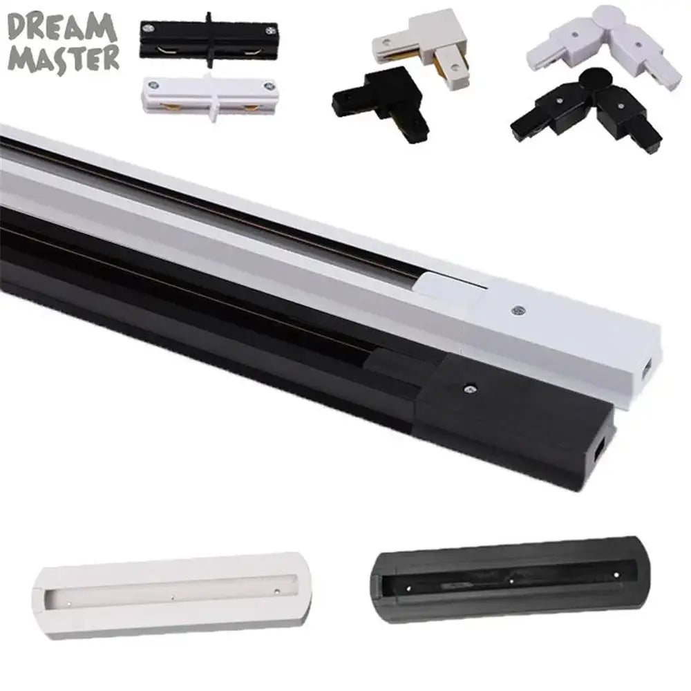 Black and white magnetic aluminum track rails with t-l connector for led spotlights by decorbites aluminum