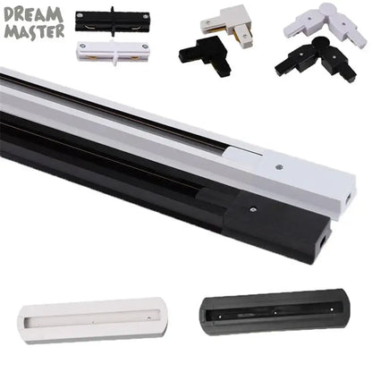 Black and white magnetic aluminum track rails with t-l connector for led spotlights by decorbites aluminum