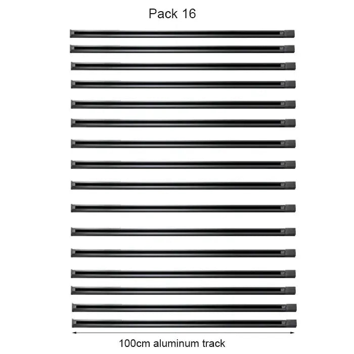 Black 100cm decorbites aluminum track rails pack of 16 made from aluminum for LED spotlight mounting with T-L connector