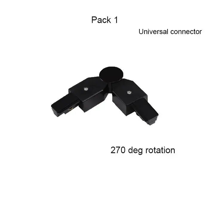 Black universal track lighting connector with 270-degree rotation for decorbites aluminum track rails and led spotlights