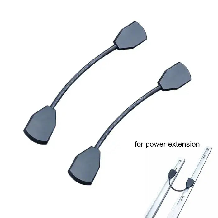 Black flexible power extension cords with shielded connectors for decorbites aluminum track rails in led spotlight systems