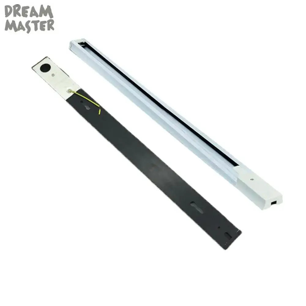 White and black led strip light mounted on decorbites aluminum track rails with sleek modern design and t-l connector