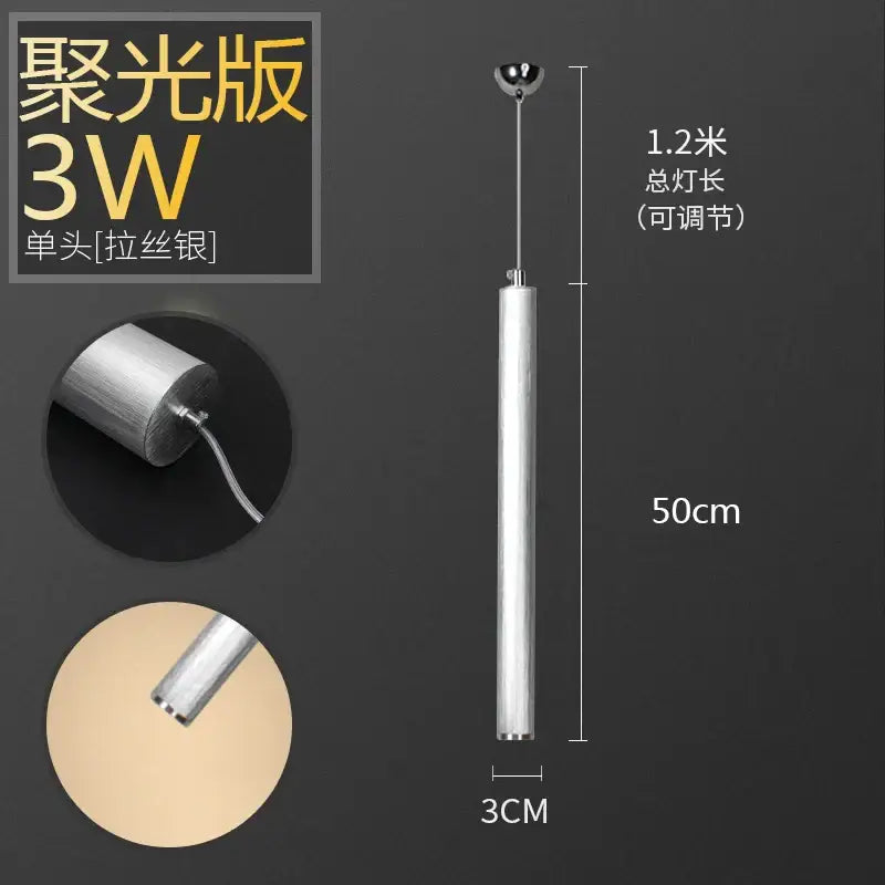 Decorbites pendant light aluminum tube pendant light with brushed silver finish and adjustable length for kitchen and dining room