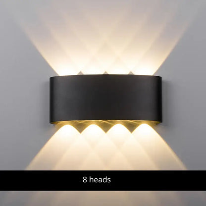 Black cylindrical decorbites aluminum wall lamp with eight warm white led light heads for bedside lighting
