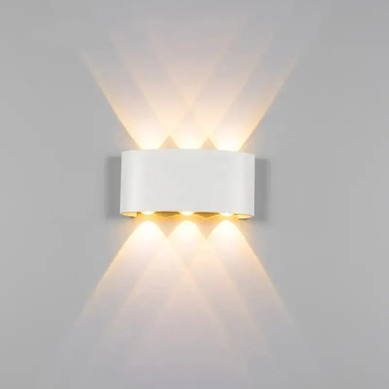 White rectangular decorbites aluminum wall lamp with three warm lights for bedside and living room lighting fixture