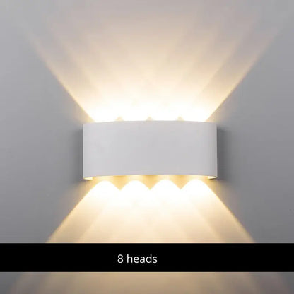 White rectangular decorbites aluminum wall sconce with eight warm light heads for bedside and living room lighting