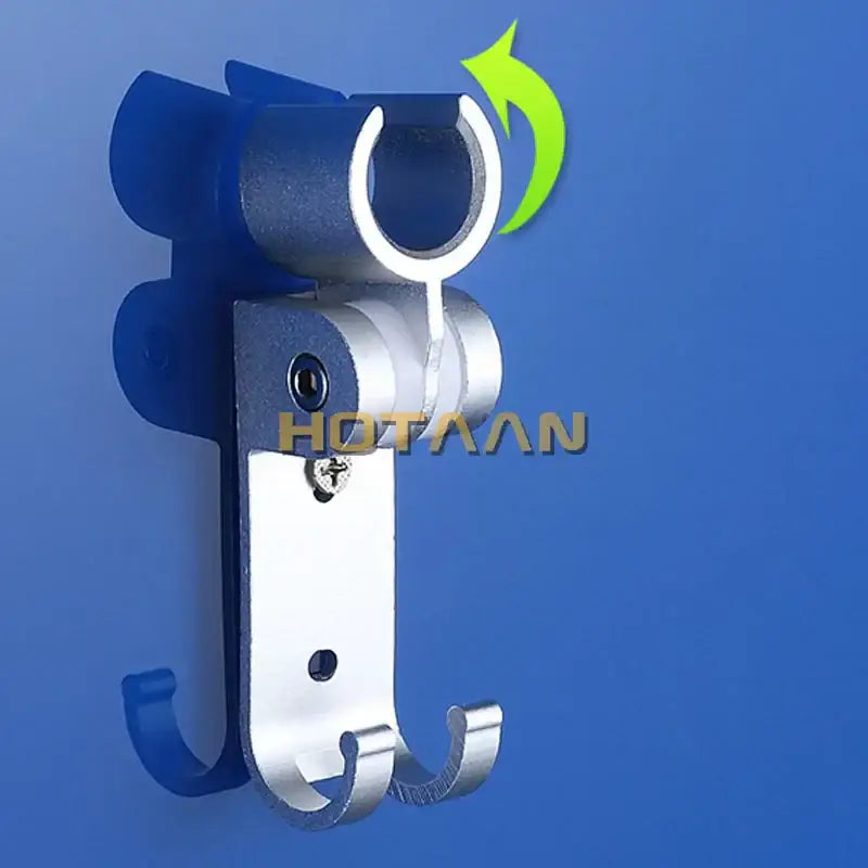 Decorbites™ aluminum blue and silver hand shower holder hook with rotating bracket for adjustable wall-mounted use