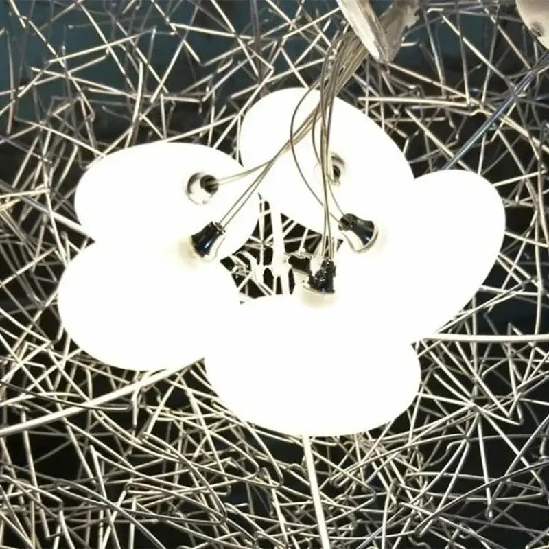 Decorbites™ white cloud-shaped aluminum wire bird’s nest pendant lights with black sockets for bedroom hallway and restaurant