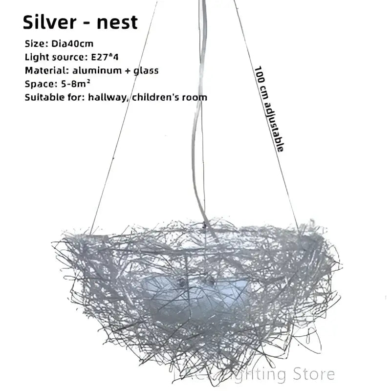Silver nest pendant lights by decorbites featuring woven aluminum and glass design with e27 bulb socket for various spaces