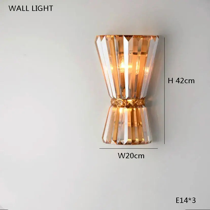 Decorbites amber crystal ceiling lights with faceted gold and clear design for modern luxury living room and foyer
