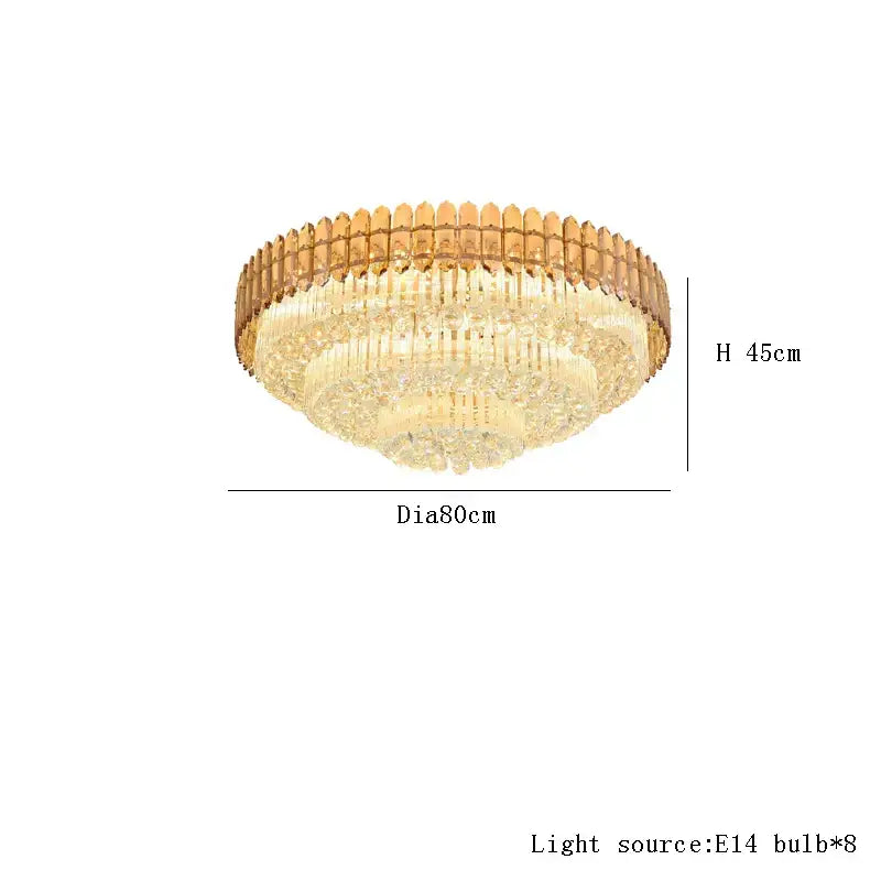 Decorbites™ gold-toned amber crystal ceiling lights with tiered design and 8 e14 bulbs for modern luxury spaces