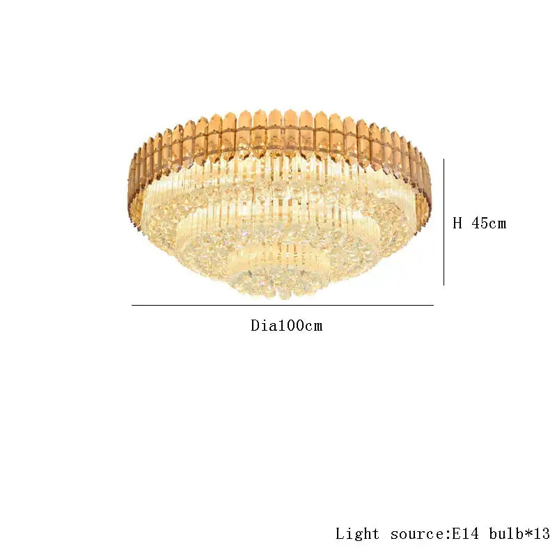 Decorbites™ amber crystal ceiling lights gold-toned tiered crystal chandelier with 13 e14 bulbs for living room