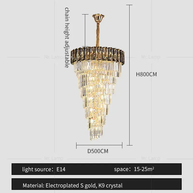 Elegant DecorBites™ amber crystal chandelier with gold-plated brass frame and cascading k9 crystal prisms for luxury spaces