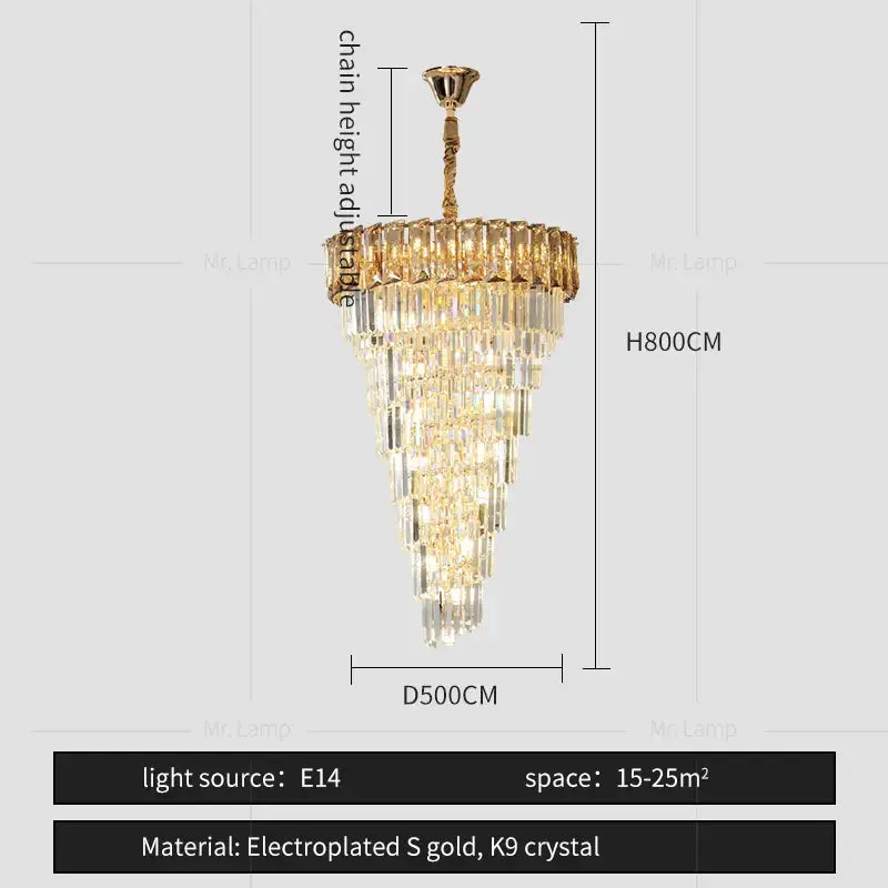 A tiered amber crystal chandelier with cascading k9 crystal prisms and electroplated s gold finish for luxurious spaces