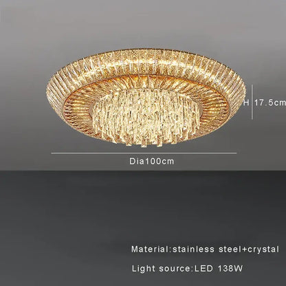 Gold-toned decorbites amber crystal led ceiling light with cascading crystals and stainless steel frame for luxury decor