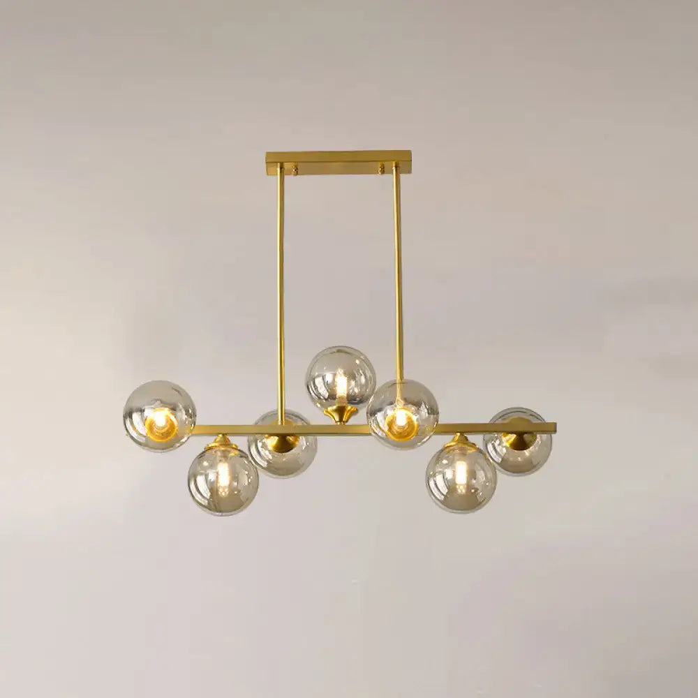 Decorbites amber glass bubbles island lamp modern gold-toned chandelier with clear glass globe bulbs for dining room