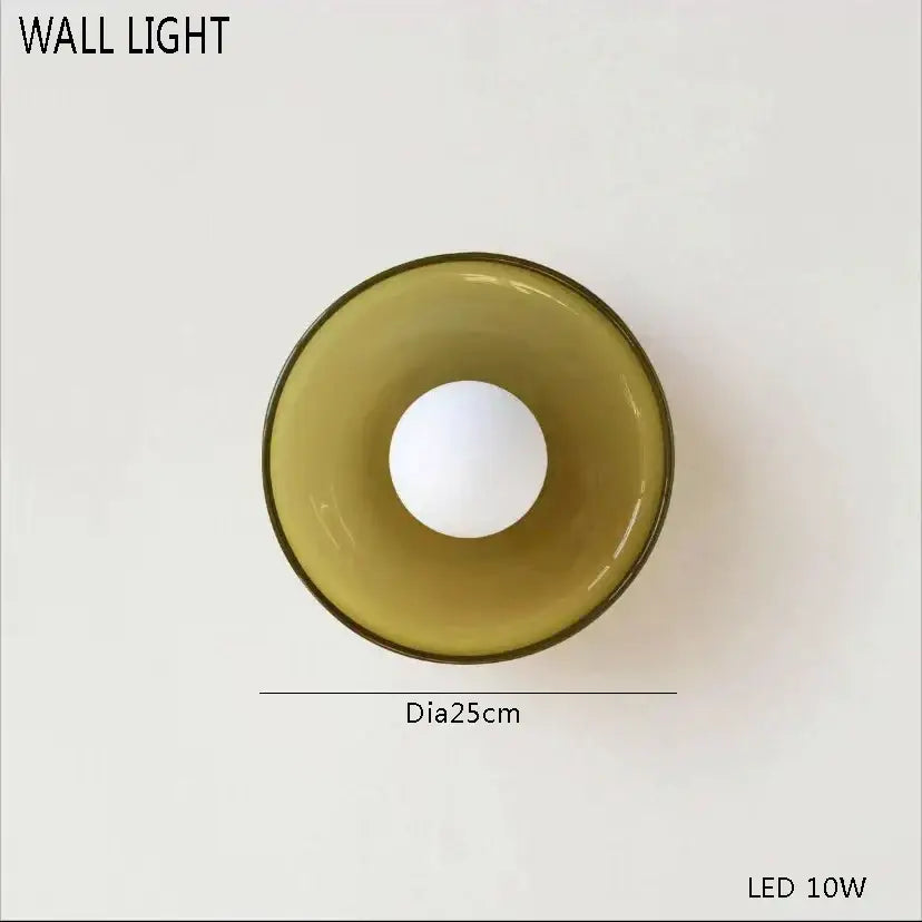 Decorbites™ amber glass ceiling chandelier featuring olive-green glass wall light with 25cm diameter led bulb for living room