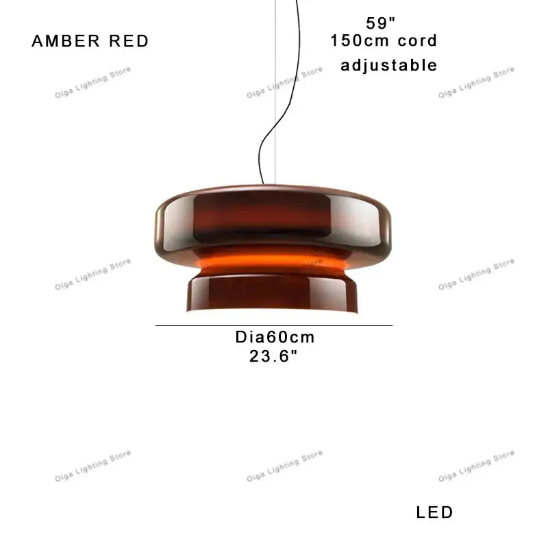 Decorbites amber red glass ceiling pendant light with sleek design and adjustable 150cm cord for kitchen island use
