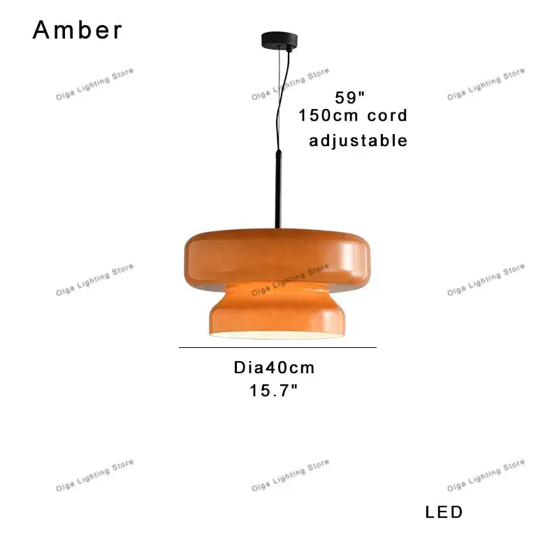 DecorBites amber glass ceiling pendant light with amber-colored glass and adjustable 150cm cord for kitchen island