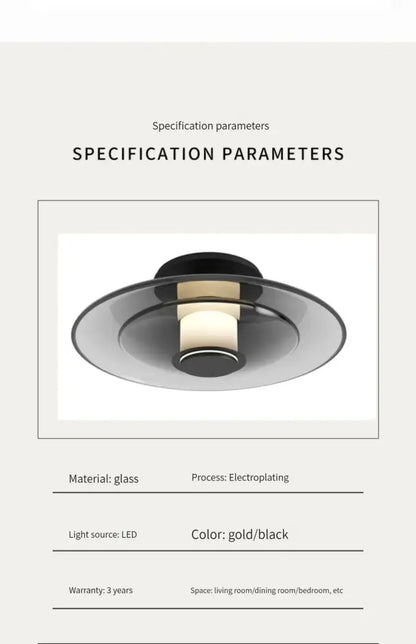Modern black and gold glass disc wall lamp with sleek circular design from decorbites amber glass disc collection