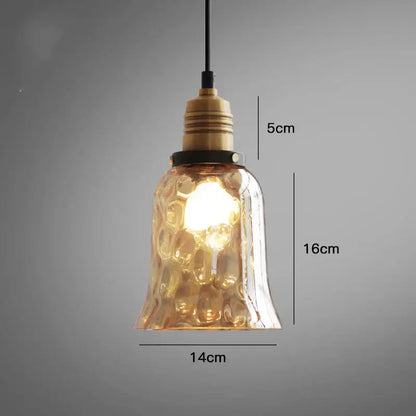 DecorBites amber glass industrial pendant lights with warm amber textured glass and brass bulb holder for dining or bedroom use