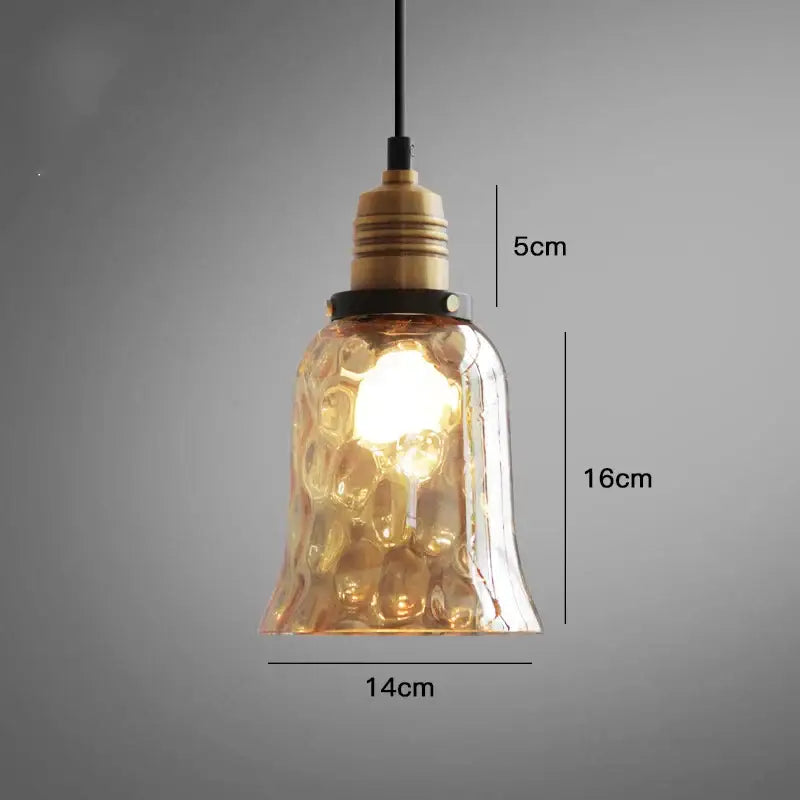 DecorBites amber glass industrial pendant lights with warm amber textured glass and brass bulb holder for dining or bedroom use
