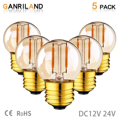 Five-pack of decorbites amber glass led bulb g40 vintage-style glass led bulb with gold screw base for rv and ship use