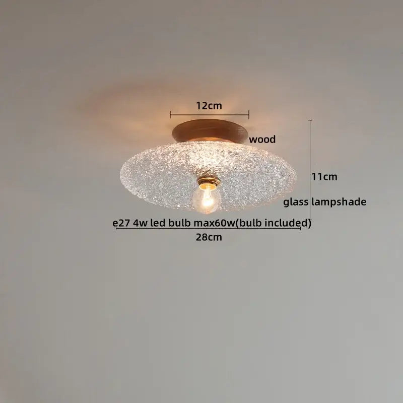 Decorbites amber glass led ceiling lights with frosted glass lampshade and warm wood base for home and restaurant decor