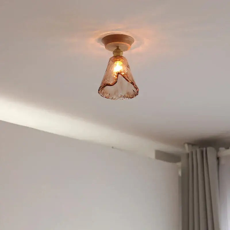 Decorbites™ amber glass led scalloped edge pendant light in warm amber hue for modern glass led ceiling use