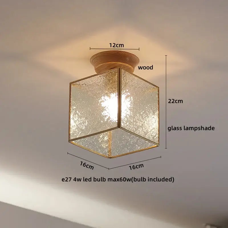 Decorbites™ amber glass led ceiling light with hexagonal frosted glass and gold metal frame for modern home decor