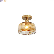 DecorBites amber glass led ceiling lights with warm amber glass pendant and brass-finished copper socket mount