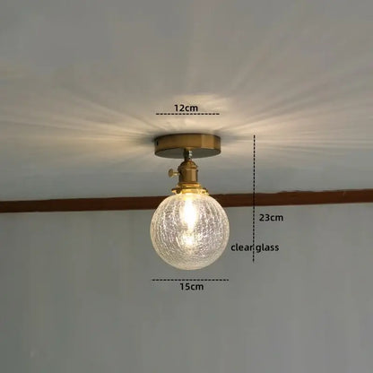 DecorBites™ vintage-style ceiling lights featuring amber glass LED spherical globe with brass copper socket finish