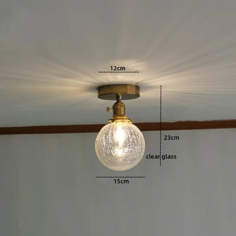 DecorBites™ vintage-style ceiling lights featuring amber glass LED spherical globe with brass copper socket finish