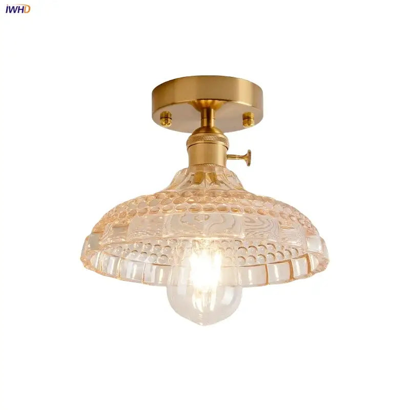 Decorbites amber glass led ceiling light with gold-toned mount and textured translucent shade for modern kitchen lighting
