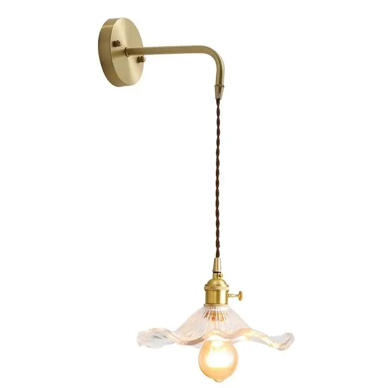 Brass wall sconce with twisted cord and clear ruffled glass shade decorbites amber glass wall lamp for indoor lighting