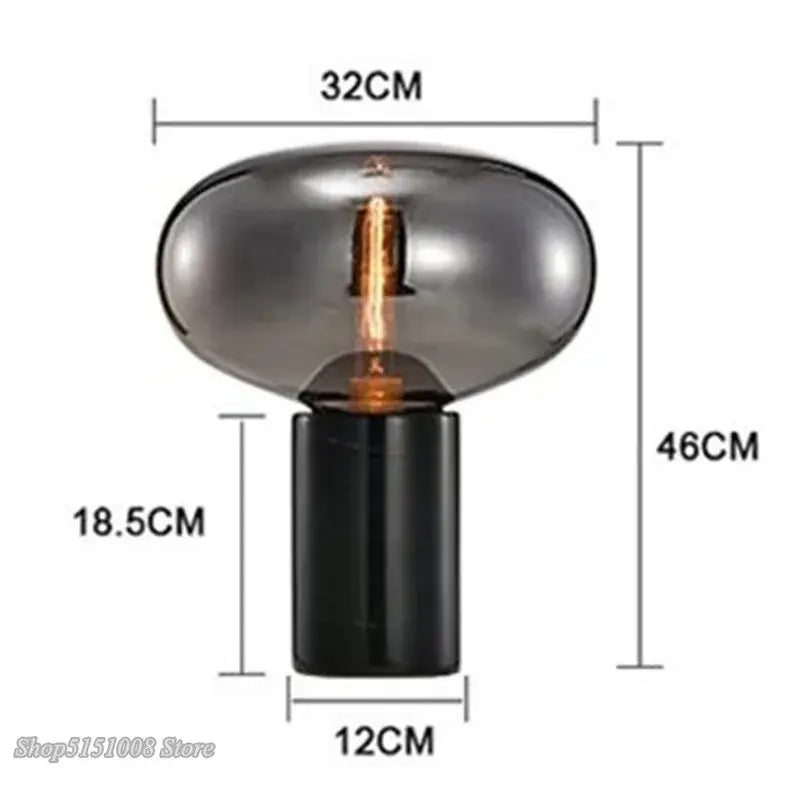 DecorBites amber glass table lamp with sleek black base and smoked glass shade for modern living spaces