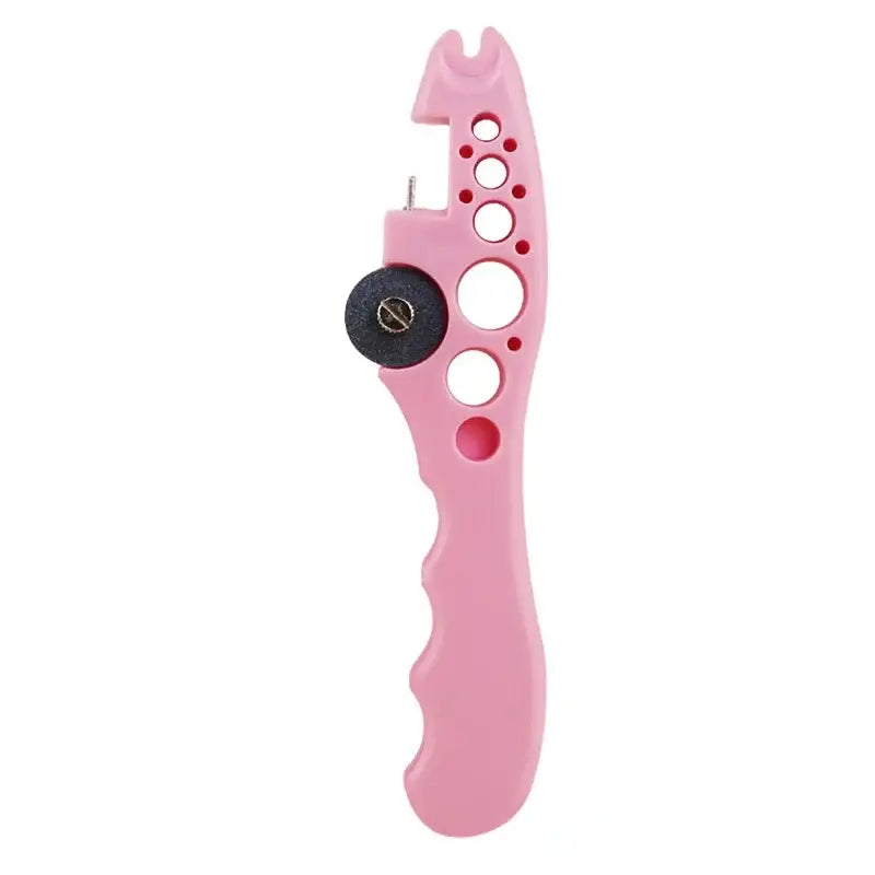 Pink plastic decorbites ampoule opener with black knob and size holes for easy nurse assistant tool use